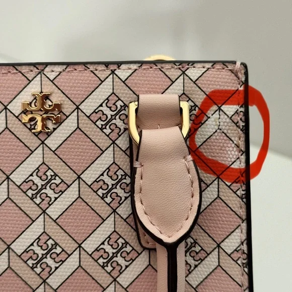 Tory Burch Pink Blush Geo Logo Pattern Mini Shopper Bag Crossbody Bag Purse - Picture 13 of 13